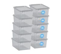 SmartStore - Gris Color 14L - Juego de 10 cajas de almacenamiento - Gris - 40 x 30 x 18 cm - 14 l