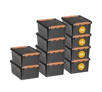 SmartStore - Pro 14L - Juego de 10 cajas de almacenamiento pequeñas - Uso intensivo - Negro - 40 x 30 x 19 cm
