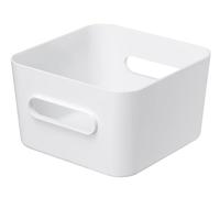SmartStore Square M - Contenedor de almacenamiento de 3,6 L, color blanco, organizador de cocina, baño, oficina, despensa, nevera, contenedor con asas, apto para alimentos y sin BPA, 20 x 20 x 12 cm