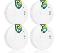 Smartwares 4 Detectores de Humo - Pila Reemplazable - Sensor de 10 años | Sensor óptico de 10 años, modo de silencio, botón de prueba/silencio, alarma de 85 dB