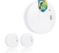 Smartwares Detector de Humo, Sensor de 10 Años, Pila Reemplazable de 5 Años | Pack con 2 unidades, Alarma sonora 85 dB a 3 m, Botón para prueba, Función silencio, FSM-11752