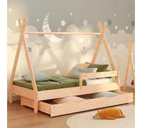 smartwood Cama Casita 70x140 cm con Cajón, de Madera, Tipi D