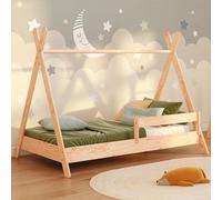 smartwood Cama Casita 90x200 cm con Somier, de Madera, Tipi