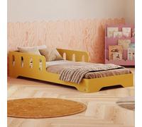smartwood Cama Infantil 70x160 cm con Barrera, Madera, Amarillo, TILA 6