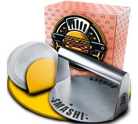 SMASHI® Smasher para Smash Burger en Acero Inoxidable 304 | Prensa de Hamburguesas + 50 Papeles Antiadherentes | Herramienta Profesional para Aplastar Hamburguesas Estilo Smash