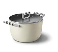 Smeg CKFC2611CRM - Cacerola de 26 cm y tapa crema, antiadherente, aluminio, base patentada