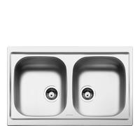 Smeg Fregadero LYP792 Acero inoxidable, 2 cubetas de 33 cm, instalación sobre encimera