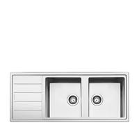 SMEG LDR116-2 - Fregadero 2 Cubetas + Escurridor Reversible Acero Inoxidable Sobre Encimera 90Cm