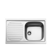 Smeg LYP791S Fregadero Acero Inoxidable, 1 cubeta de 37 cm, Instalación Sobre Encimera, Escurridor Izquierdo