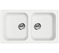 Smeg LZ862B, Fregadero de encimera, Rectangular, Blanco, 2 cubetas, 371 x 420 mm, 21 cm