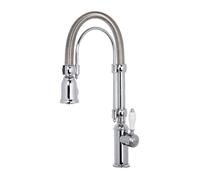 Smeg MIDR7CR-2 Grifo cocina monomando, Caño giratorio 180° flexible, Estética Colonial, Color Cromo
