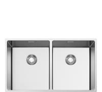 SMEG VR12S3434 - Fregadero 2 Cubetas Bajo Encimera/Filotop Mueble de 80/90 Cm Inox