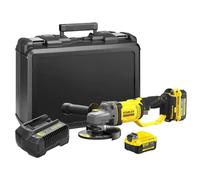 Stanley Amoladora angular 18V AKU 125 mm SFMCG400M2K-QW – 2x batería 4,0 Ah Li-Ion, cargador