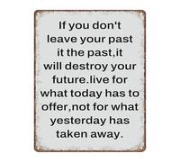 SMGLRUEAT Rustic Metal Wall Plaque Leave Your Past In The Growth Mindset Quote For Space Yoga Studio Home Office Calm Decor Tin Sign 8 X 12 inch