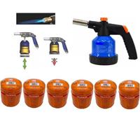 SMH LINE® Quemador de Gas con 6 Cartuchos de 190 g, Soplete de Soldadura, Llama Ajustable, Encendido Piezoeléctrico