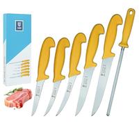SMI juego de 6 Cuchillos de Carnicero Set Solingen Cuchillo Deshuesador Chaira Afilar Cuchillos Cuchillo Carne Acero Alemán 1.1416 - Made in Germany