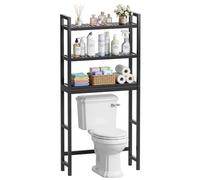 SMIBUY Estante de Almacenamiento de baño, Estante Organizador de bambú sobre el Inodoro, Protector de Espacio para Inodoro Independiente con estantes Ajustables de 3 Niveles (Negro)