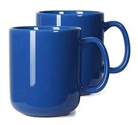 Smilatte M016 - Taza de café grande de 20 onzas, taza de té grande de cerámica lisa con asa para papá y hombre, juego de 2, azul