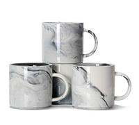 Smilatte Tazas de café apilables de 12 oz / 320 ml, M101 Novedad Taza de cerámica de mármol para niño niña amante, juego de 4, gris
