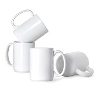 Smilatte Tazas de café de porcelana de 450 ml, taza clásica de cerámica en blanco con asa grande para té, café con leche, capuchino, juego de 4, color blanco
