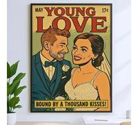 Smile lab Póster Cómic Personalizado con Foto, Nombre y Texto - Cuadro Retro Estilo Vintage con Marco de Madera - Regalo Original para Novia, Novio, Cumpleaños o Navidad (Para dos personas)