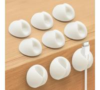 SmiLife Organizador de Cables para Escritorio, Sujeta Cables para Mesilla de Noche, Blanco 9 Piezas