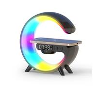 Smiling Shark Despertador Luz, Atmósfera Lampara Cargador Inalámbrico con Altavoz Bluetooth Botón Control 10 Modo de Luz Amanecer Simulación Inteligente LED Luces de Despertador para Decoración Hogar