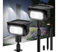 Smiling Shark Luces Solares Exterior Jardin, Focos LED Exterior Solares con Sensor de Movimiento 4 Modos & 2 Montaje IP65 Lamparas Solar Exterior Jardin para Patio Terraza (2, Blanco Frío)