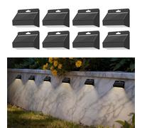 Smiling Shark Luces Solares LED Exterior, Aplique Solar Exterior IP65 Impermeable Lámpara Solar de Pared para Jardín Valla Jardín Escaleras Patio Terraza, Blanco Cálido (8)