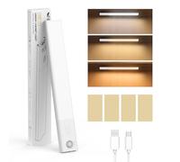 Smiling Shark Luz de Armario, HM-01Luces LED Sensor Movimiento Cocina Magnético 3 Temperaturas de Color 1200mAh Recargable Lampara sin Cables Bajo Mueble Interior Armarios para Mueble Cocina (1 Pack)