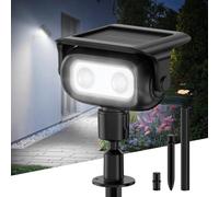 Smiling Shark Luz Solar Exterior Jardin, Foco LED Exterior Solar con Sensor de Movimiento 4 Modos & 2 Montaje IP65 Lampara Solar Exterior Jardin para Patio Terraza (1, Blanco Frío)