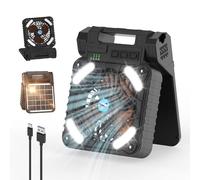 Smiling Shark Ventilador de Camping con LED, 6000mAh Batería Recargable 90° Plegable Solar Ventilador de acampar con luz 4 Velocidades & Power Bank Portátil Camping Fan with Light para Pescar Viajar