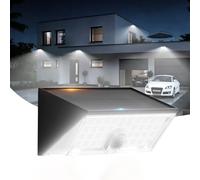 Smiling Shark WL-06L Luces Solares Exterior Sensor Movimiento, Aplique Solar Exterior Pared Doble Uso 4 Modos IP65 Impermeable LED Lámparas Solares Blanca Fría para Jardín Valla Patio