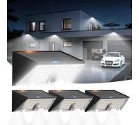 Smiling Shark WL-06L Luces Solares Exterior Sensor Movimiento, Aplique Solar Exterior Pared Doble Uso 4 Modos IP65 Impermeable LED Lámparas Solares Blanca Fría para Jardín Valla Patio, 4 Piezas