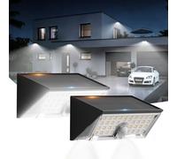 Smiling Shark WL-06L Luces Solares Exterior Sensor Movimiento, Aplique Solar Exterior Pared Doble Uso 4 Modos IP65 Impermeable LED Lámparas Solares Blanca Fría para Jardín Valla Patio, 2 Piezas