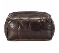 smnyxs Puff 60x60x30cm Marrón oscuro Cuero auténtico de cabra | Relleno de algodón, aspecto auténtico, uso sentado o reposapiés, ambiente cálido, salón dormitorio entrada