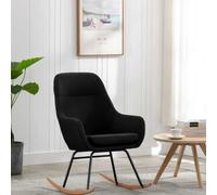 smnyxs - Silla mecedora negra de tela con marco de metal y patas de haya | Tejido suave, cojín extraíble, patas de haya estables, capacidad 110 kg, uso interior exterior, diseño moderno
