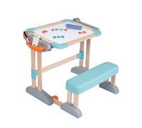 Smoby- Pupitre de Madera 2-en1, Escritorio o Pizarra Infantil, Fácil Plegado sin Herramientas, Estructura Sólida, 80 Accesorios, Niños Niñas A Partir de 3 Años (7600420304)
