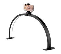 SMOCTAR Luz de media luna para tecnología de pestañas, lámpara de pie plegable para extensiones de pestañas, luz de pestañas regulable con soporte para teléfono, para esteticista, belleza, tatuaje