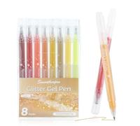 SMOOTHERPRO Bolígrafos de Gel con Purpurina, 8 Piezas, Punta 1,0mm Amarilla