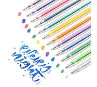 SMOOTHERPRO Juego de 12 Bolígrafos de gel metálicos de 1,0 mm con purpurina, libros para colorear, tarjetas, manualidades, escritura de larga duración, 12 colores (SC623-12)