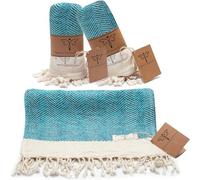 Smyrna - Juego de 2 Toallas de Mano turcas Originales de la Serie Herringbone | 100% algodón, 16 x 40 Pulgadas | Toalla Decorativa de baño para Manos, Cara, Cabello, Gimnasio, Yoga, té, Cocina y baño