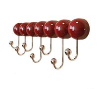SMZhomeone Perchero de pared sin taladro con ventosas fuertes y bordes lisos para entrada, baño, cocina, organización de acero inoxidable ABS rojo (7)