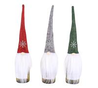 Snadulor 3 fundas para botellas de vino de gnomo de Navidad, adornos de botella de felpa de gnomo para decoración de mesa de comedor de Navidad, color aleatorio