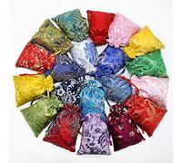 Snadulor 30 bolsas de joyería de brocado de seda para recuerdos de boda, fiesta, monedero bordado, bolsa de dulces para Navidad, fiesta de cumpleaños