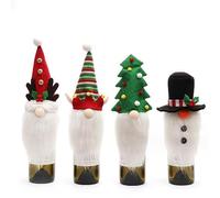 Snadulor 4 fundas para botellas de vino de gnomo de Navidad, fundas para botellas de vino de gnomo para Navidad, boda, fiesta de cumpleaños, decoración de mesa de comedor.