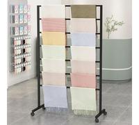 SnamicE Expositor de Metal Independiente con Ruedas para pañuelos, Soporte de Suelo móvil para chales, hijabs y Cinturones *Elegante Boutique para Uso comerci,Black-120x40x145cm