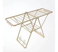 SnamicE Tendedero Plegable, portátil y Que Ahorra Espacio, de Aluminio, con Altura Ajustable y alas Extensibles, Ideal para lavandería y baño, Color Dorado, 160 cm.,Gold-160cm