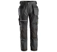 Snickers RuffWork Canvas+ trabajoitshose w. Bolsillos para fundas, EN 14404 acero gris-negro 212