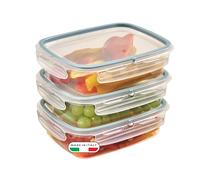 Snips Snipslock Contenedor rectangular, 1.40 Lt, Set 3 pzs, Envase para Alimentos, Caja de Almacenamiento Frigorífico 23.5 x 18.5 x 11 cm, Made in Italy, 0% libre de BPA y ftalatos, 1,40 L